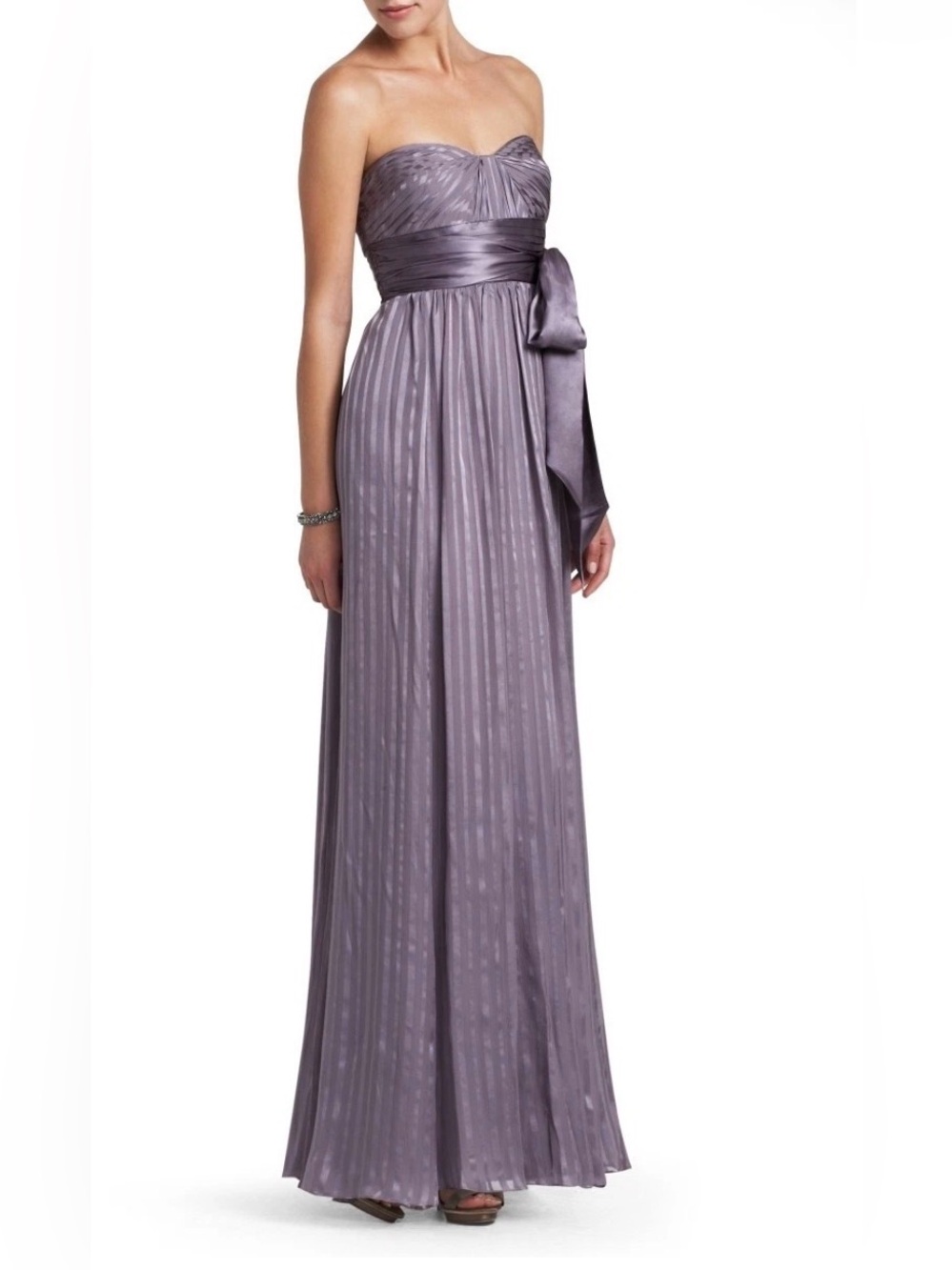BCBGMaxAzria Pure Silk Alicia Bridesmaid Wisteria Purple Evening Gown Dress 04